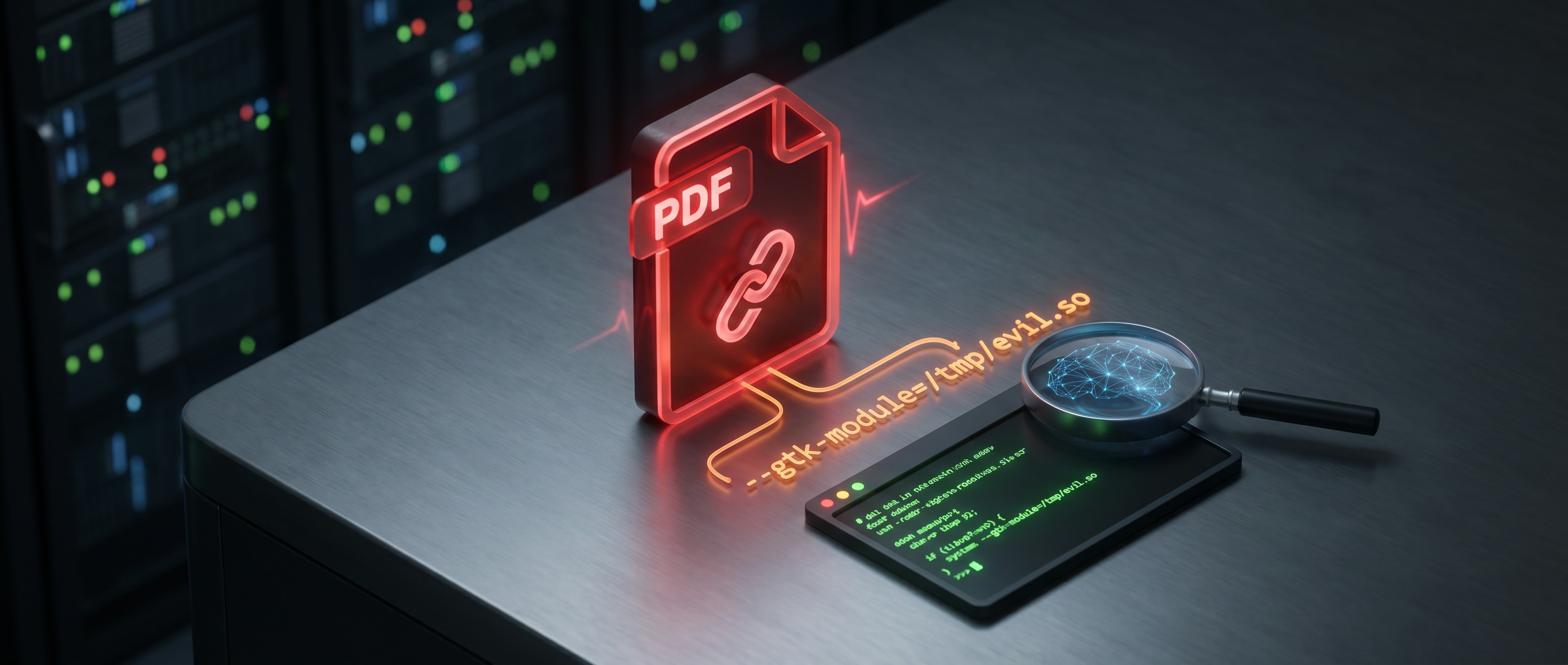 PDF 파일 안에 숨은 코드 인젝션을 들여다보는 장면