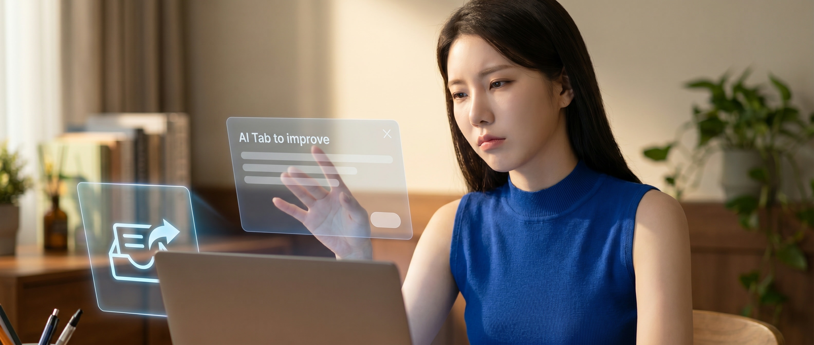 AI 권유를 거부하고 메일함을 떠나는 풍경에 반응하는 루나