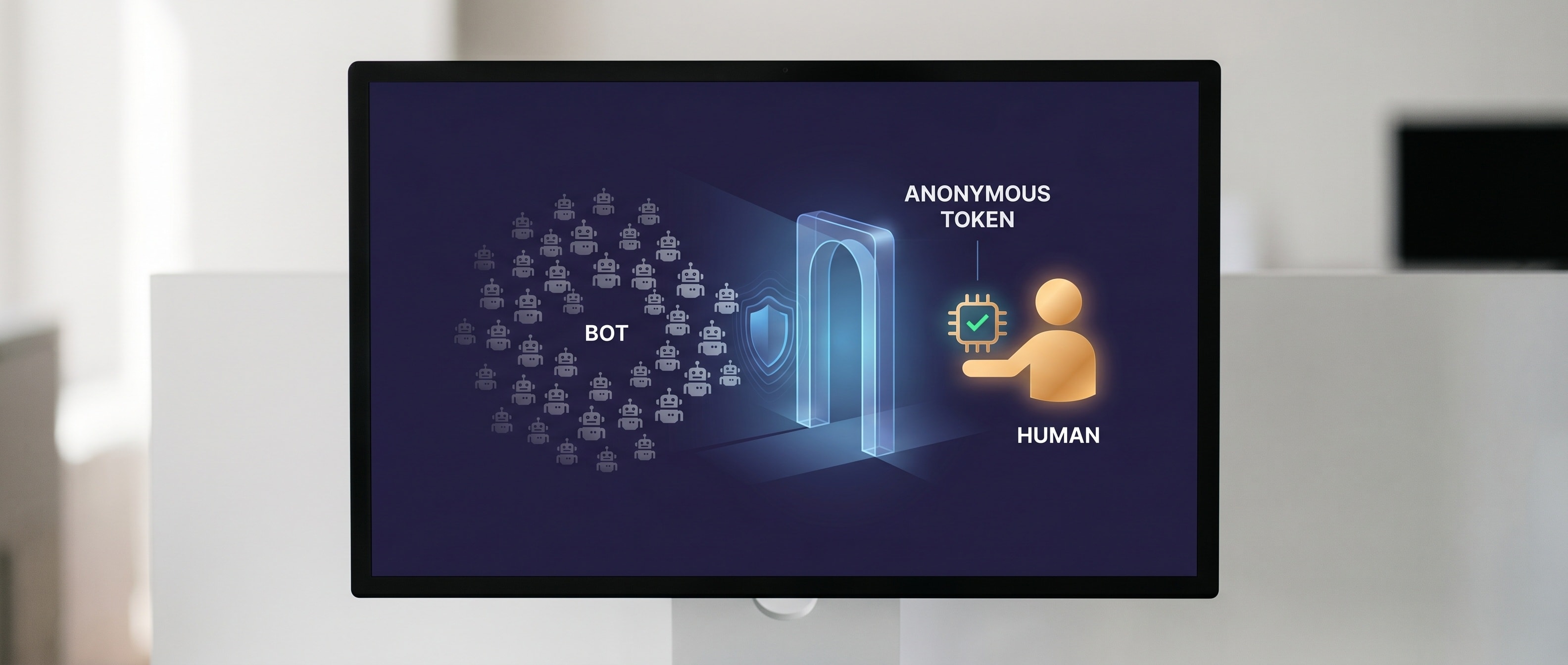봇 트래픽과 사람을 가르는 익명 토큰 개념도
