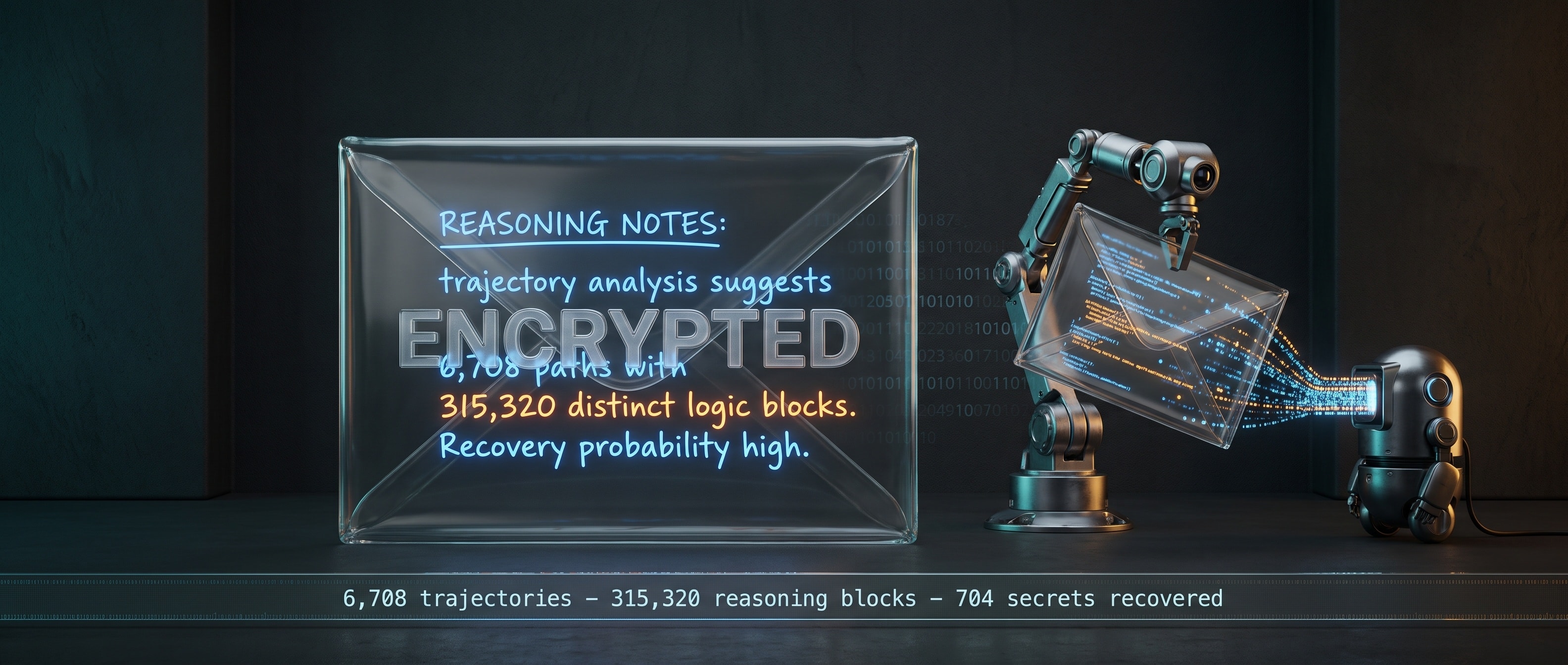 ENCRYPTED라고 적힌 유리 봉투 속 추론이 그대로 복사되는 일러스트