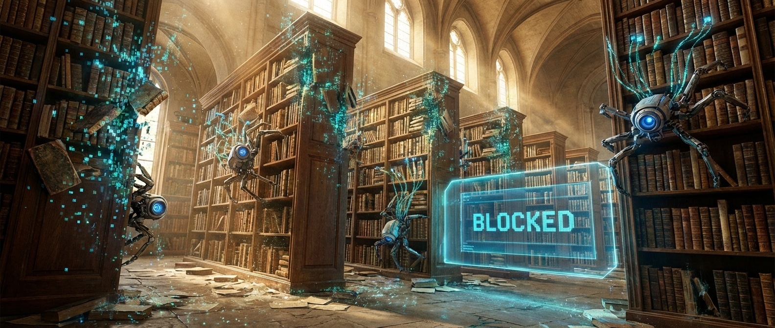 AI 크롤러에 의해 디지털 도서관이 사라져가는 모습