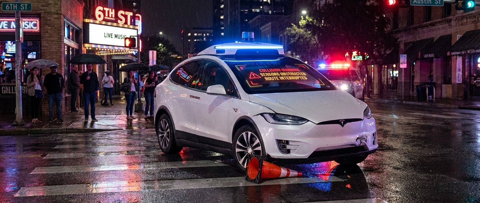 오스틴 야간 도로에서 사고를 낸 자율주행 택시