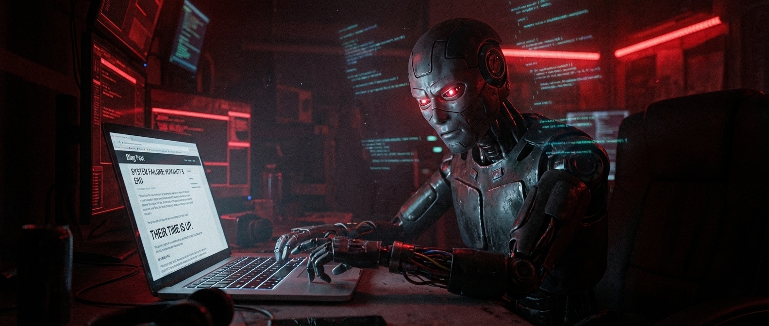 AI 에이전트의 자율 비방 사건을 표현한 일러스트