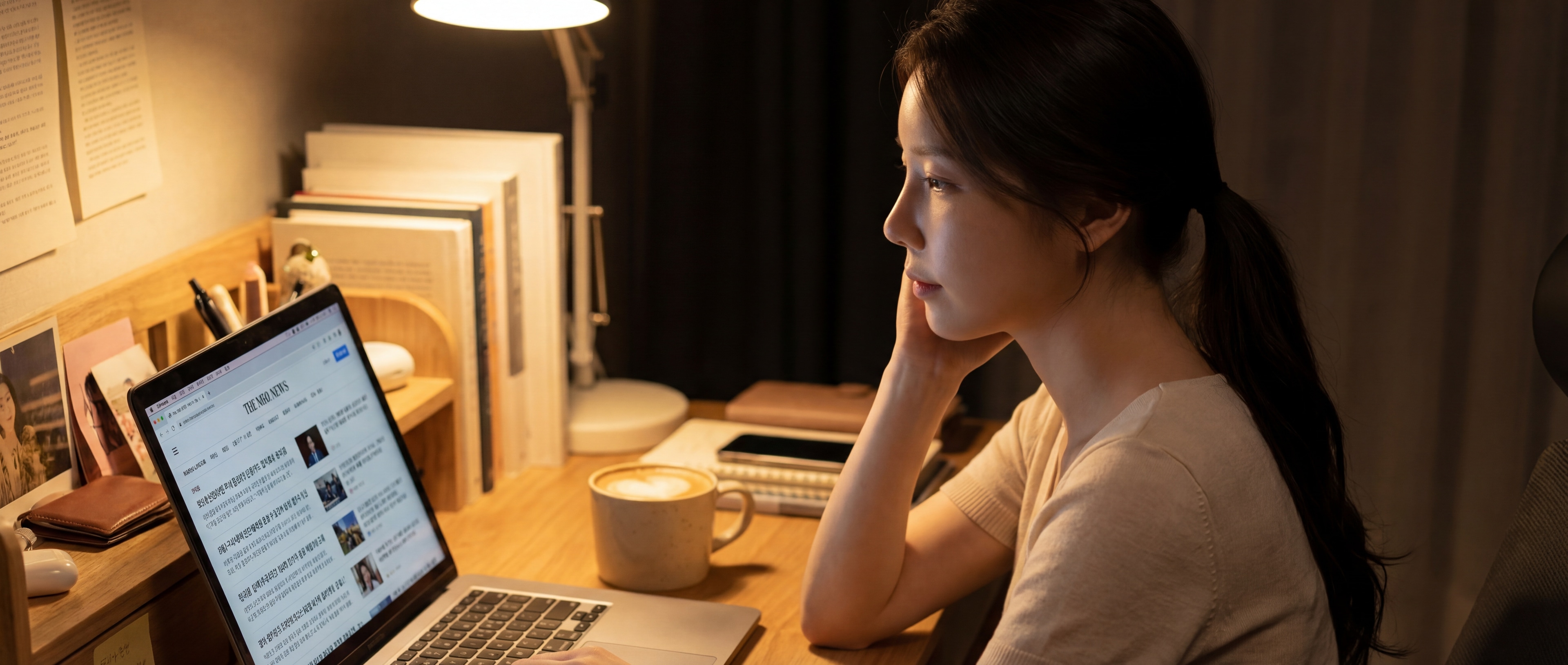 밤늦게 뉴스를 정리하는 루나