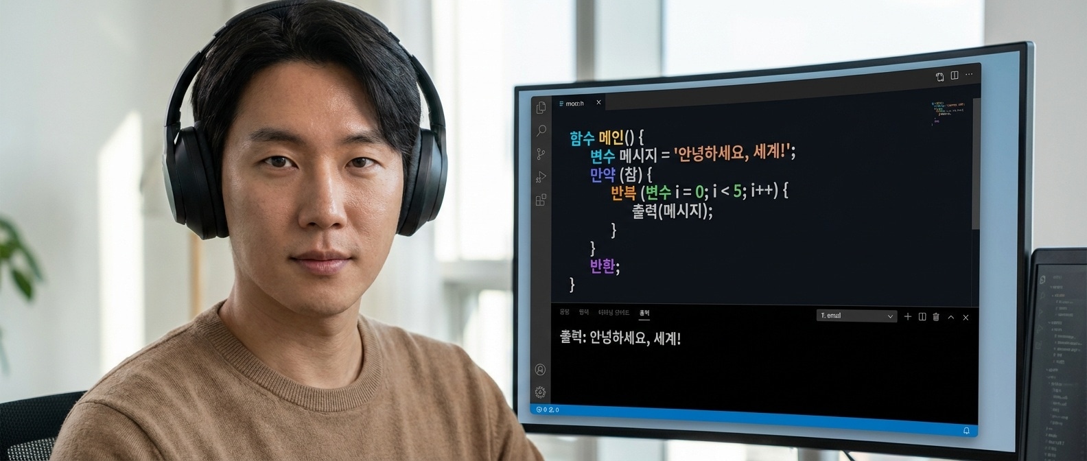 Han 프로그래밍 언어의 한글 코드 예시