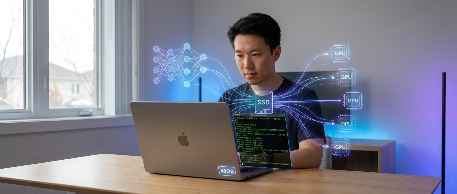 48GB 맥북에서 397B 모델이 돌아가는 모습 — Metal 셰이더의 마법