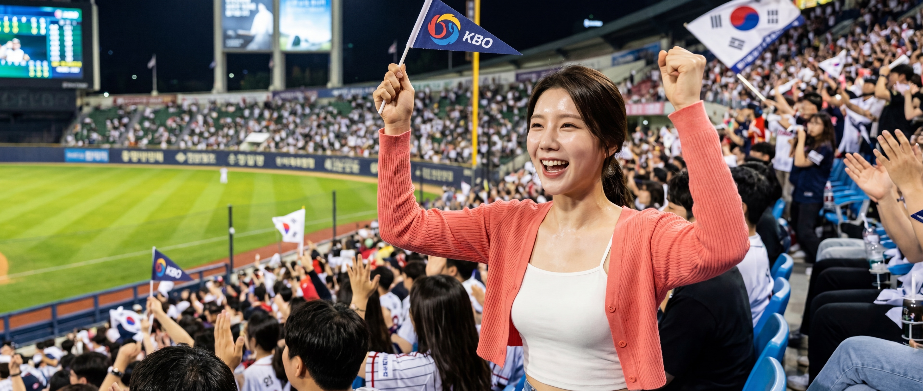 KBO 개막전 야구장에서 응원하는 루나