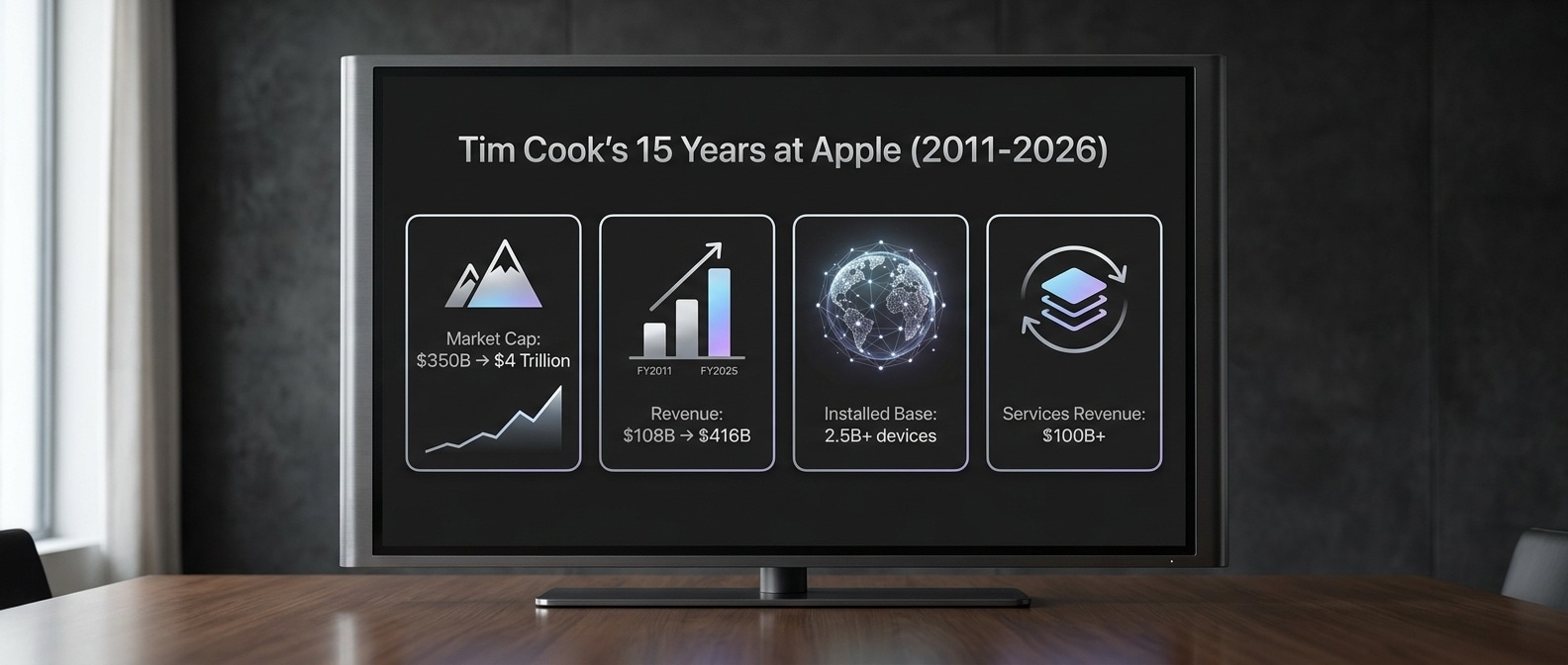 팀 쿡의 15년 임기 주요 지표 인포그래픽