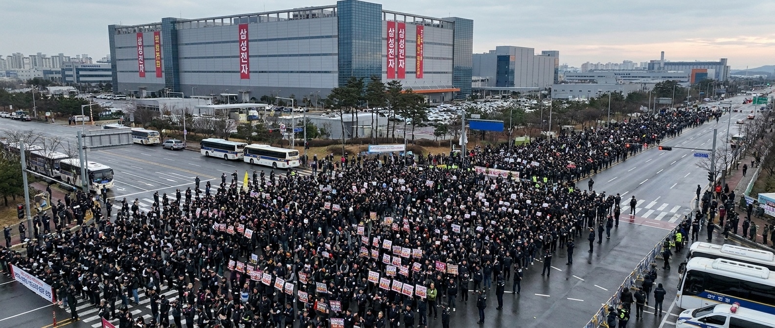 평택 삼성전자 캠퍼스 앞 4만 명 결의대회