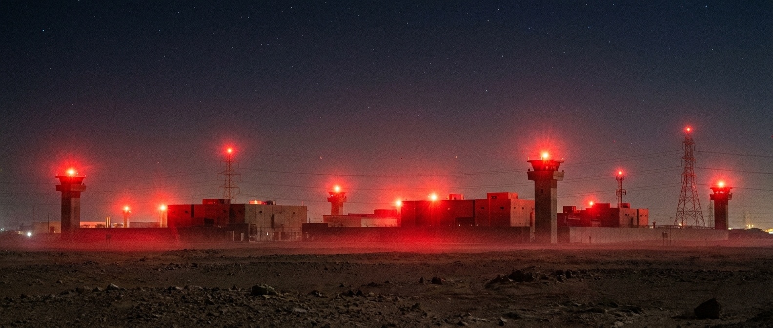 사막 데이터센터를 겨누는 지정학적 위협 장면