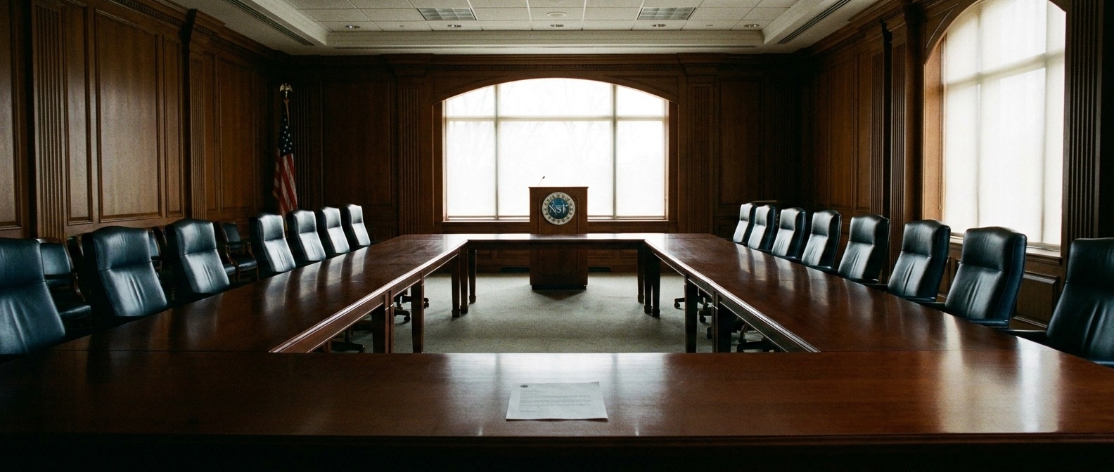 빈 회의실 24개 의자와 단상의 그림자