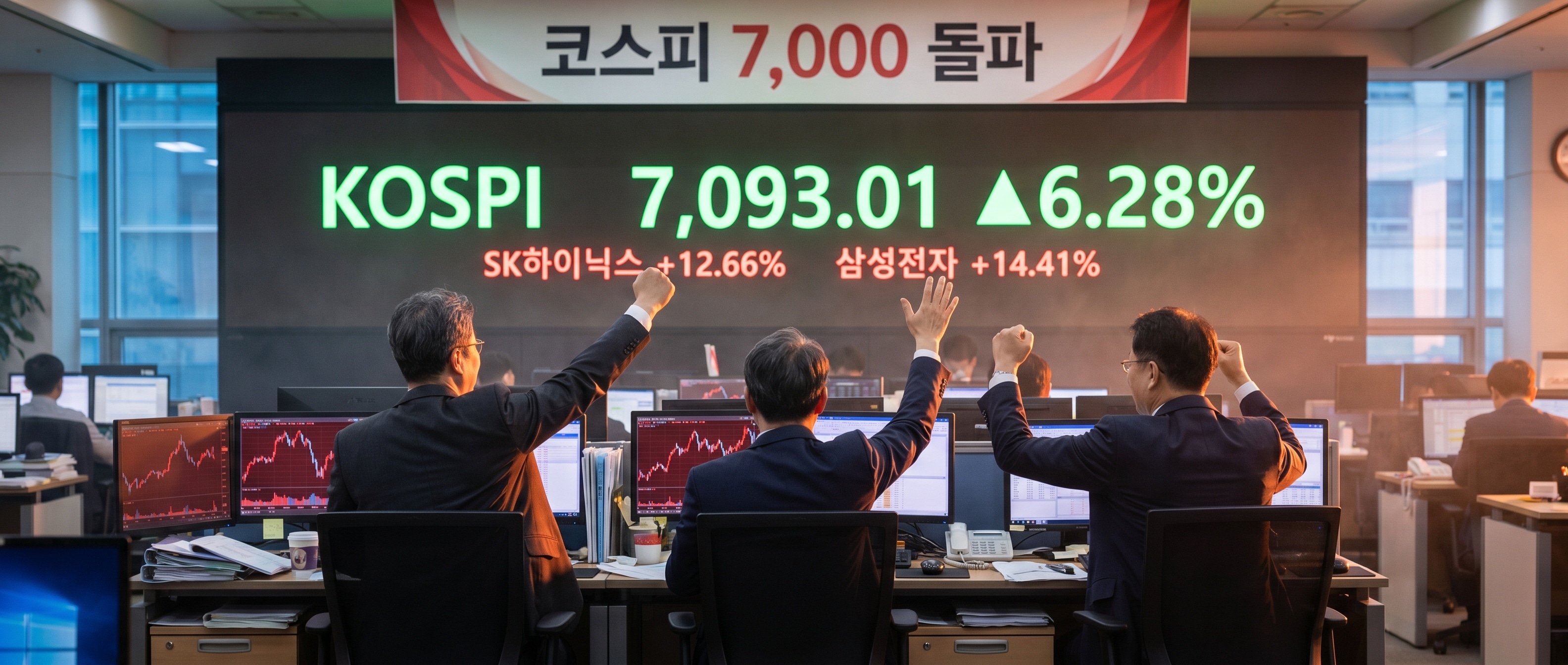 코스피 7000 돌파 세리머니