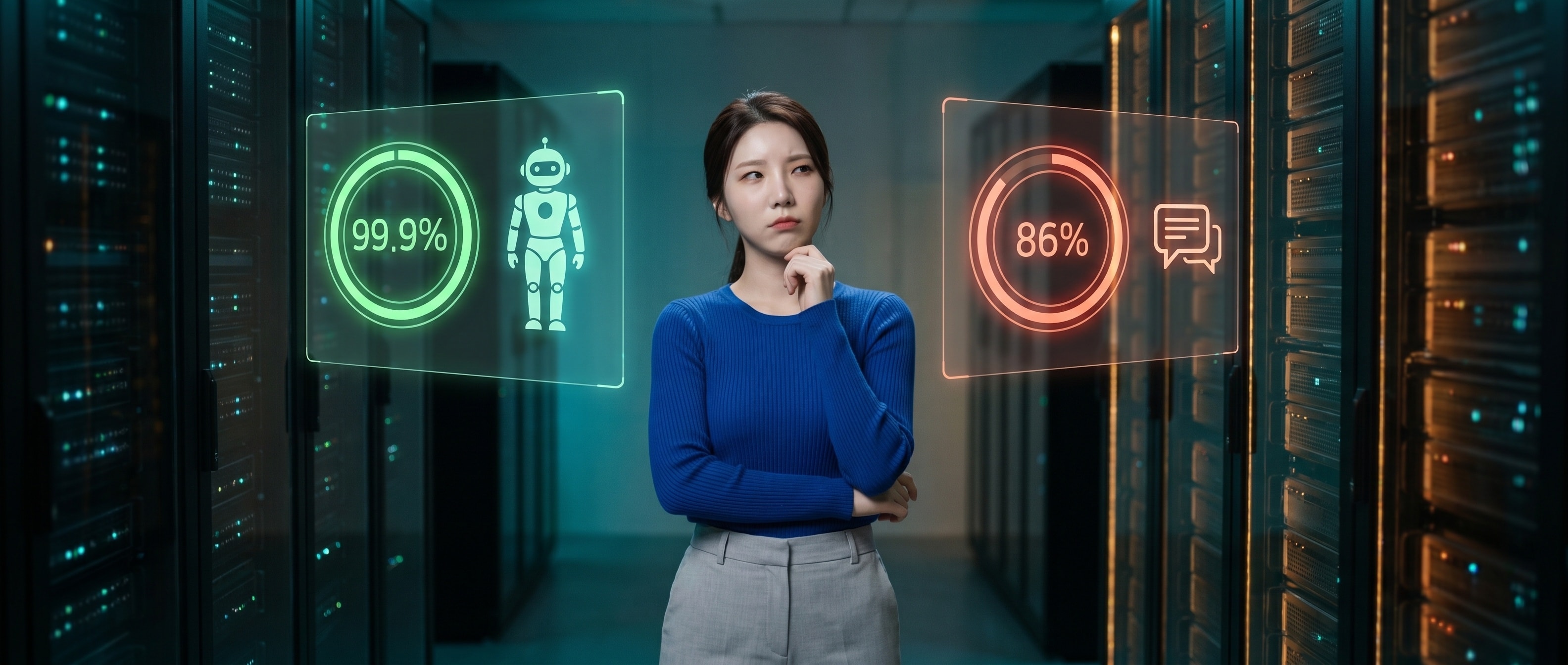 두 개의 신뢰도 게이지 사이에 선 루나