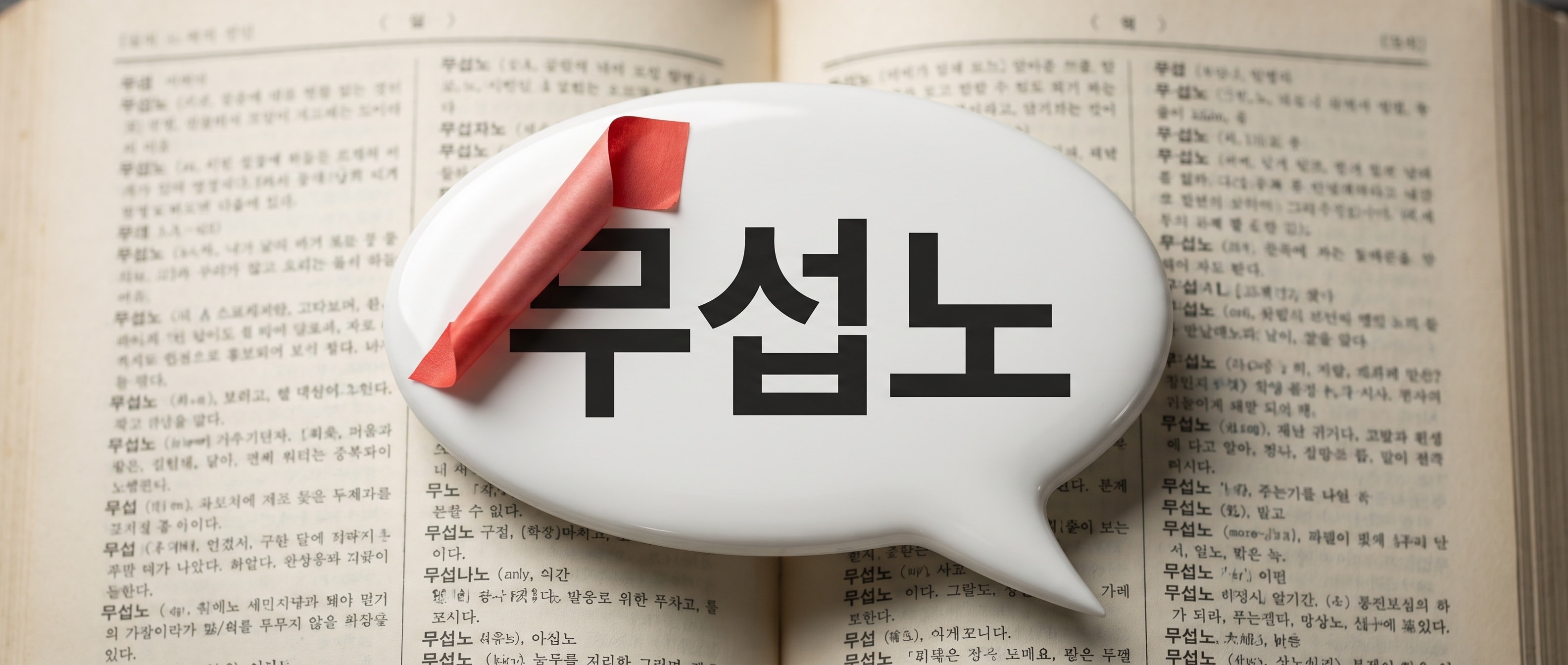 무섭노 말풍선 위에 붙는 붉은 라벨