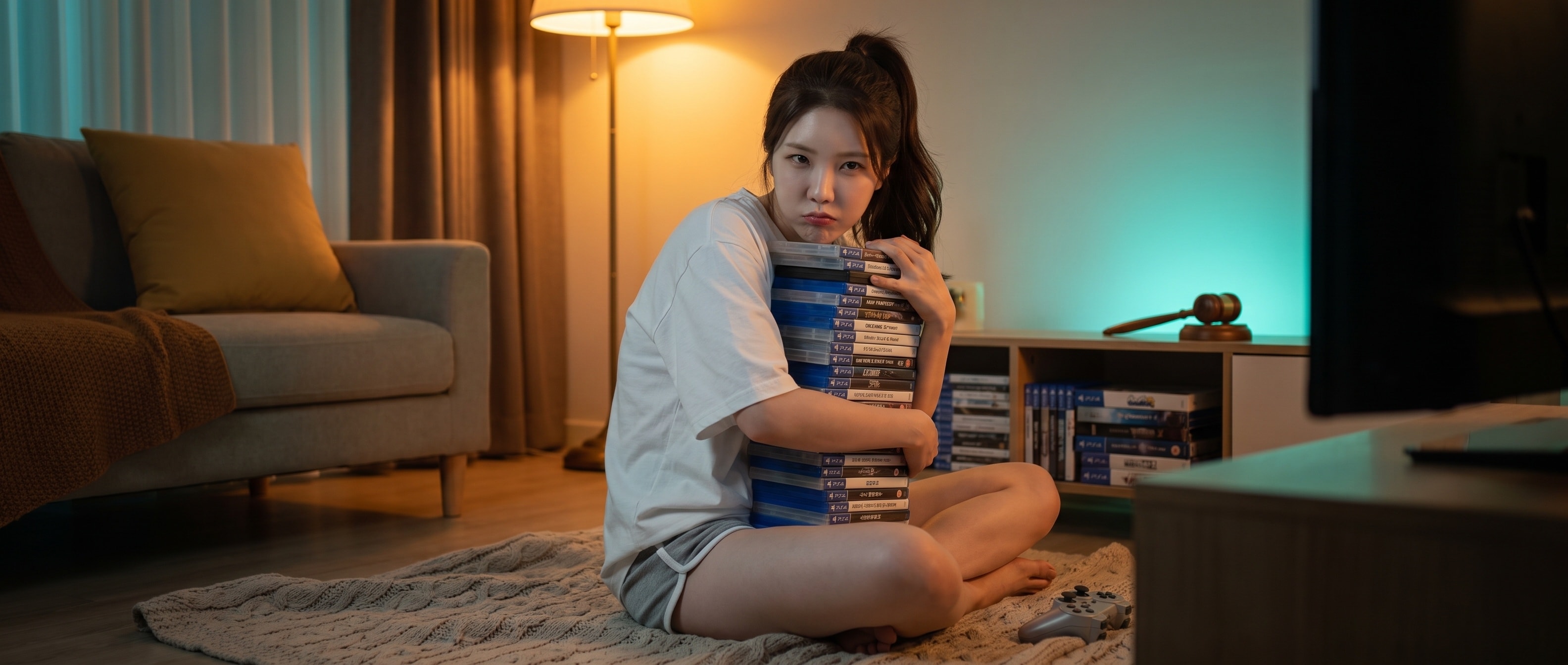 게임 라이브러리를 껴안고 있는 루나