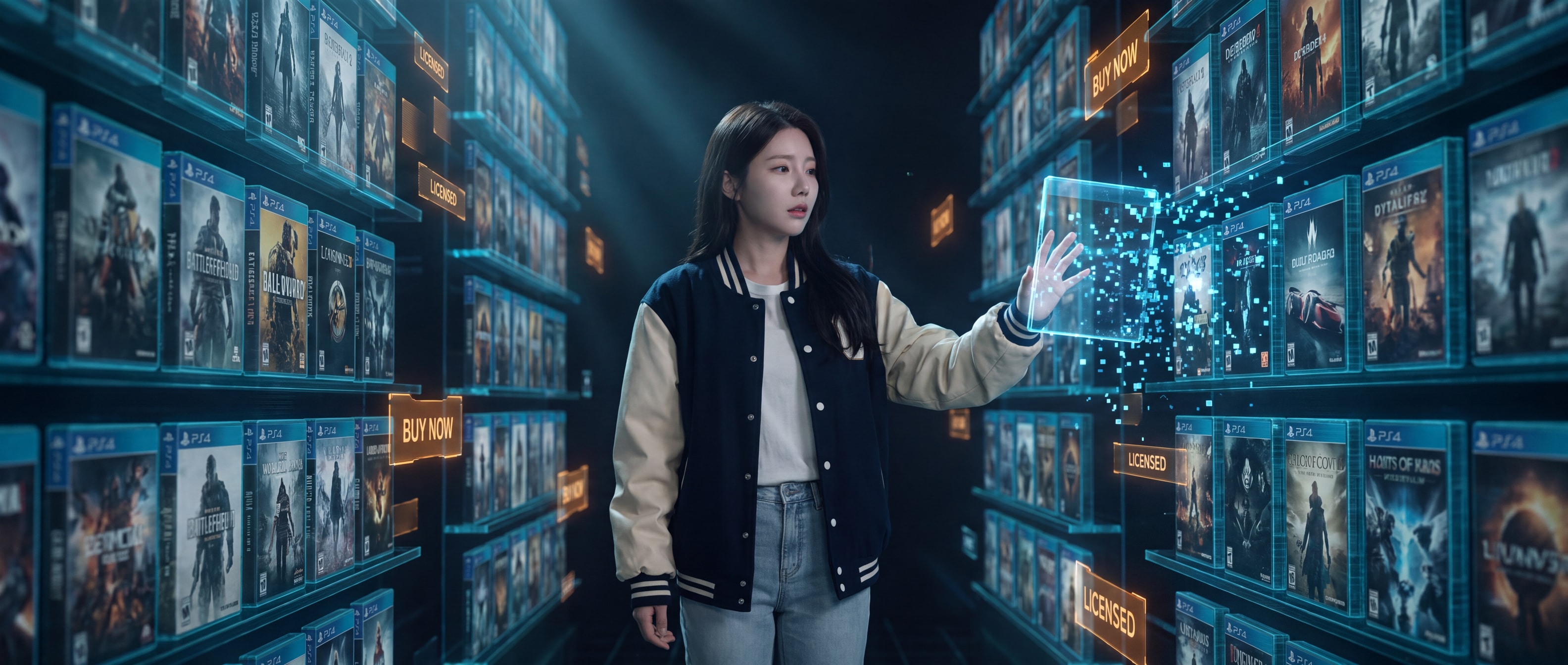 디지털 게임 라이브러리 앞의 루나